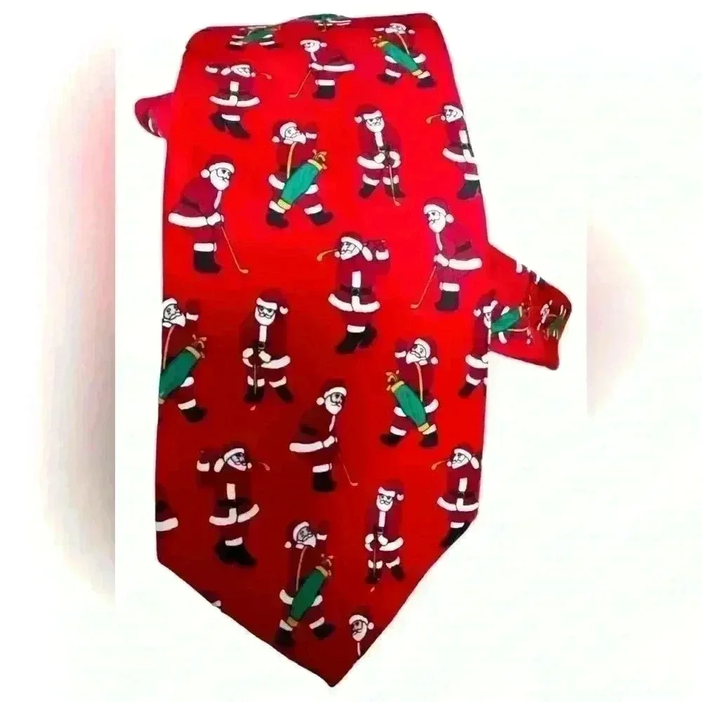Men’s Christmas Santa tie (Golf theme)